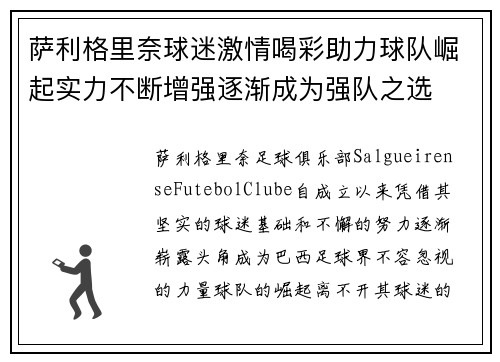 萨利格里奈球迷激情喝彩助力球队崛起实力不断增强逐渐成为强队之选